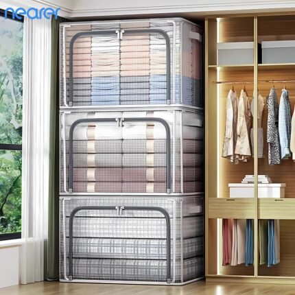 NEARER 24L/66L/110L Clothes Storage Organizer - Waterproof & Dustproof Large Folding Storage Box storage organizer